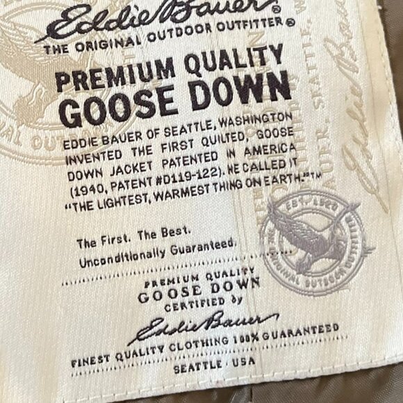 Eddie Bauer Brown Core Farm House Outdoor Premium Goose Down Jacket Sz XLP - Picture 10 of 10